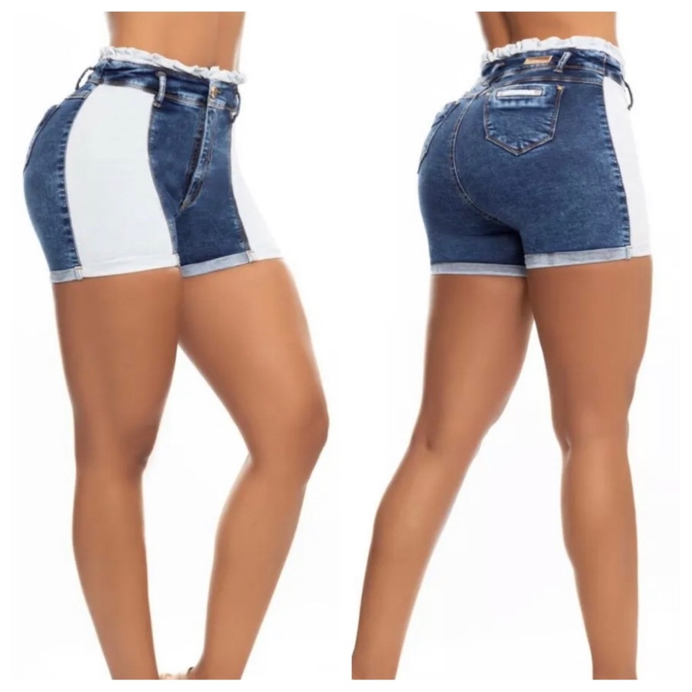 Pitbull Colombian Butt Lifter Two tone stretch Denim Shorts SIZE 5 - 24” waist